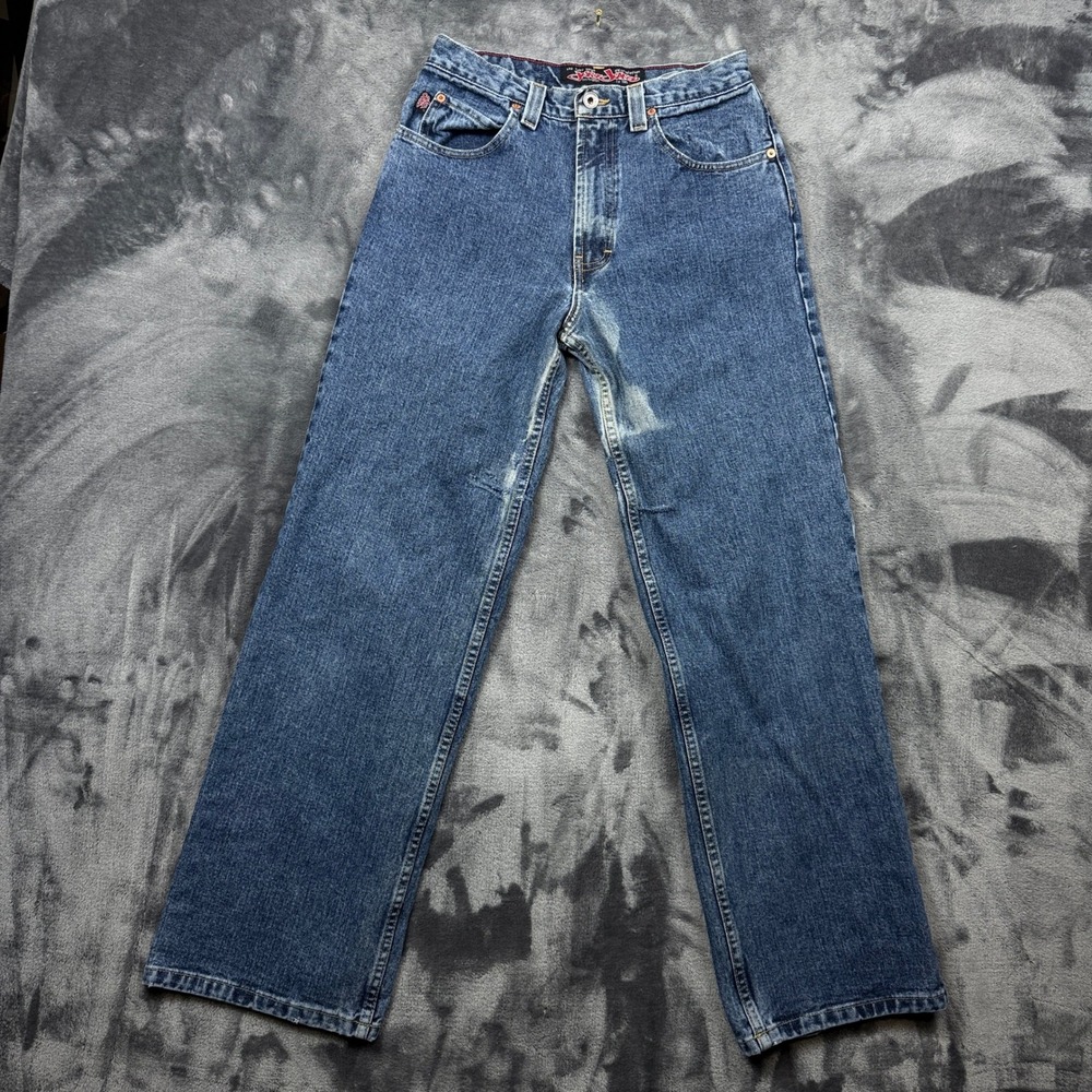 JNCO Jeans Funky Basics Women 9 Blue Wide Leg Vintage 90s Skater Made in USA